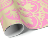 Papier Cadeau Motif Mandala rose pâle et or (Coin rond)