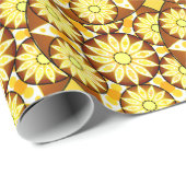 Papier Cadeau Motif Mandala, tons marron et or (Coin rond)