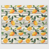 Papier Cadeau Motif Mango Aquarelle avec Feuilles verts (Plat)