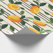 Papier Cadeau Motif Mango Aquarelle avec Feuilles verts (Coin)