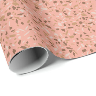 Papier Cadeau Motif marbre terrazzo beige pêche brun
