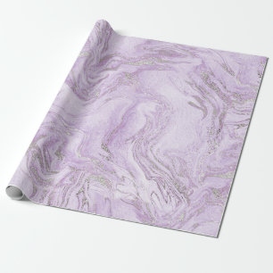 Papier Cadeau Motif Marbre Violet Clair et Argent Moderne