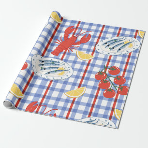 Papier Cadeau Motif Marché de Fruits de Mer Méditerranéens (3)