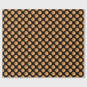 Papier Cadeau Motif marguerrier - orange clair sur noir (Plat)