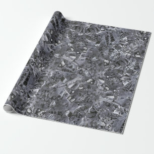 Papier Cadeau Motif marin géologique imprimé noir et blanc