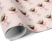 Papier Cadeau Motif Martini Espresso Rose (Coin rond)