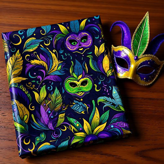 Papier Cadeau Motif Masterpiece Mardi Gras Masques