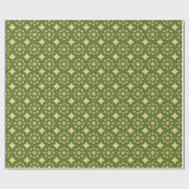 Papier Cadeau Motif médiéval à Rosette verte jaune (Plat)