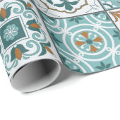 Papier Cadeau Motif méditerranéen continu de tuiles marocaines (Coin rond)