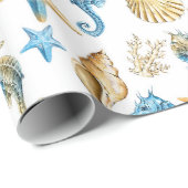 Papier Cadeau Motif mer et océan (Coin rond)