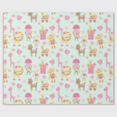 Papier Cadeau Motif mignon avec Animaux et Jouets heureux (Plat)