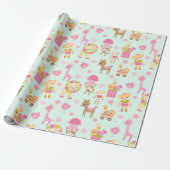 Papier Cadeau Motif mignon avec Animaux et Jouets heureux (Déroulé)
