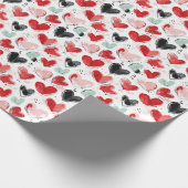 Papier Cadeau motif mignon avec coeur peint aquarelle (Coin)