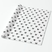 Papier Cadeau Motif mignon chic noir et blanc de chat (Déroulé)