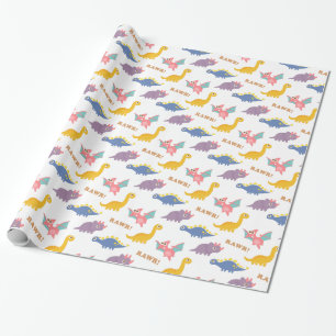 Papier Cadeau Motif mignon coloré de dinosaure pour des enfants