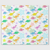 Papier Cadeau Motif mignon de dinosaures (Plat)