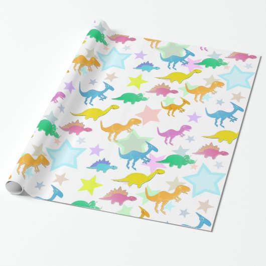 Papier Cadeau Motif mignon de dinosaures (Déroulé)