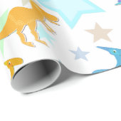 Papier Cadeau Motif mignon de dinosaures (Coin rond)