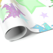 Papier Cadeau Motif mignon de dragons (Coin rond)