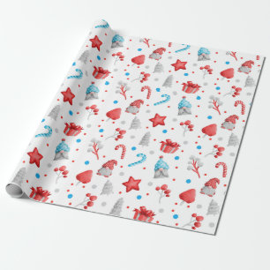 Papier Cadeau Motif mignon de Gnomes, Etoiles, Sucres de canne,