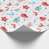 Papier Cadeau Motif mignon de Gnomes, Etoiles, Sucres de canne, (Coin)