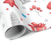 Papier Cadeau Motif mignon de Gnomes, Etoiles, Sucres de canne, (Coin rond)