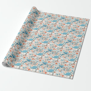 Papier Cadeau Motif mignon de griffonnage de la Mer du Nord