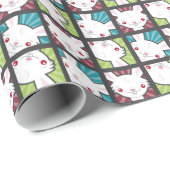 Papier Cadeau Motif mignon de lapin de vampire de Kawaii (Coin rond)