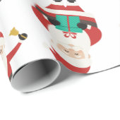 Papier Cadeau Motif mignon de Noël du père noël (Coin rond)