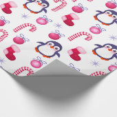 Papier Cadeau Motif mignon de Noël rose et blanc avec des (Coin)