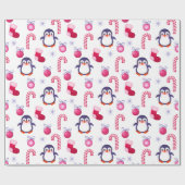 Papier Cadeau Motif mignon de Noël rose et blanc avec des (Plat)