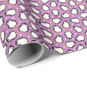 Papier Cadeau Motif mignon de pingouin violet (Coin rond)