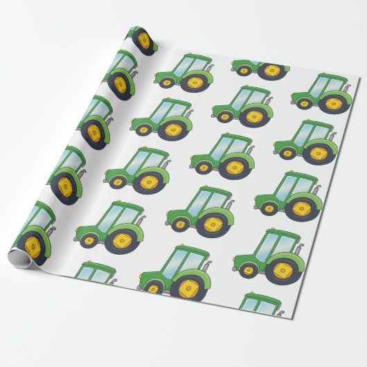 Papier Cadeau Motif mignon de tracteur (Déroulé)