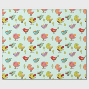 Papier Cadeau Motif mignon d'oiseaux Whimsical à main