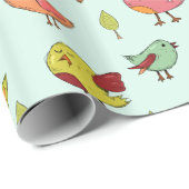 Papier Cadeau Motif mignon d'oiseaux Whimsical à main (Coin rond)