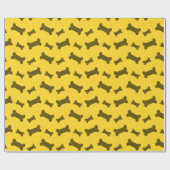 Papier Cadeau Motif mignon d'os de chien jaune (Plat)