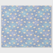 Papier Cadeau Motif mignon petit mouton sur bleu (Plat)