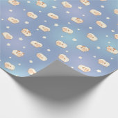 Papier Cadeau Motif mignon petit mouton sur bleu (Coin)
