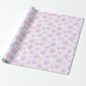 Papier Cadeau Motif mignon rose des faches de neige (Déroulé)