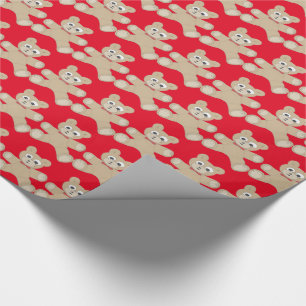 Papier Cadeau Motif mignon rouge d'ours de nounours