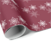 Papier Cadeau Motif minimal à trois flocons de neige rouge et bl (Coin rond)