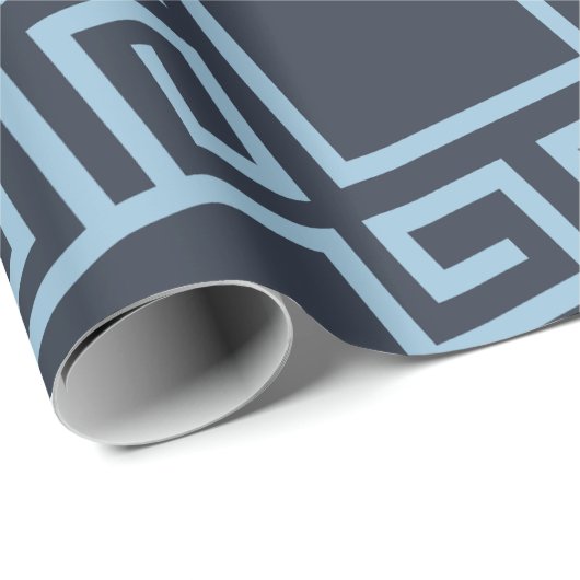 Papier Cadeau Motif minimal bleu tribal (Coin rond)