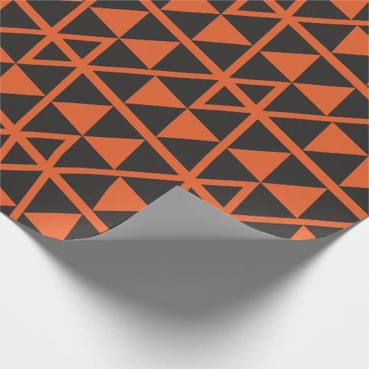 Papier Cadeau Motif minimal triangles orange noir (Coin)