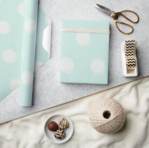 Papier Cadeau Motif minimaliste à pois bokeh menthe/noir