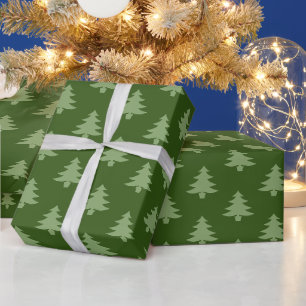 Papier Cadeau Motif minimaliste d'arbre de Noël vert foncé