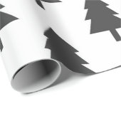 Papier Cadeau Motif minimaliste de Noël noir blanc (Coin rond)