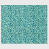 Papier Cadeau Motif Mint-Green & Turquoise Blue Floral Dammass (Plat)
