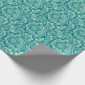 Papier Cadeau Motif Mint-Green & Turquoise Blue Floral Dammass (Coin)