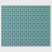 Papier Cadeau Motif Mint Vert Et Bleu Floral Damas (Plat)