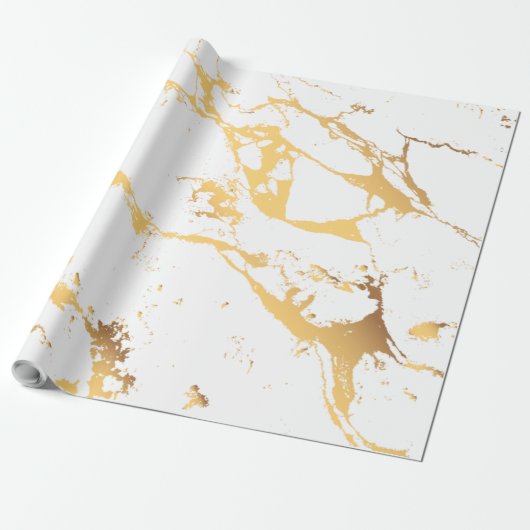 Papier Cadeau Motif moderne Abstrait Faux Gold (Déroulé)